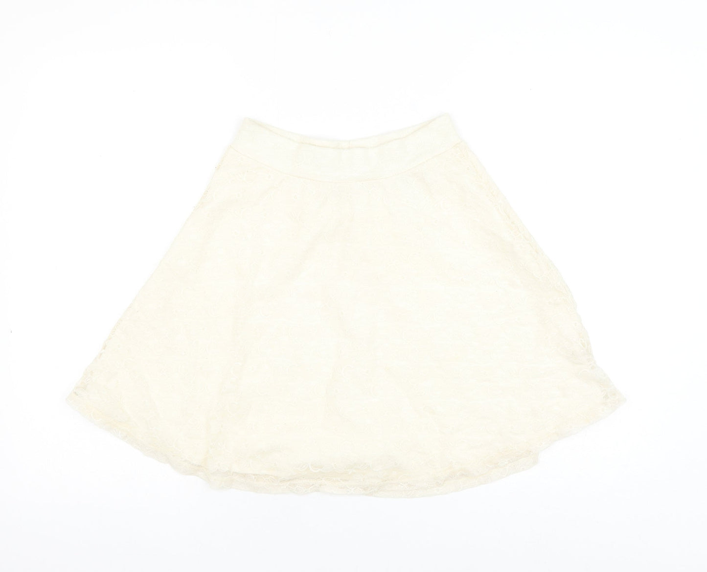 H&M Womens White Polyamide Skater Skirt Size XS