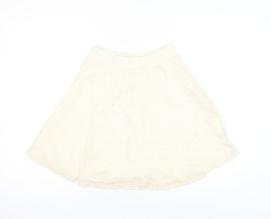 H&M Womens White Polyamide Skater Skirt Size XS