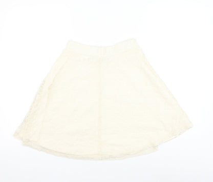 H&M Womens White Polyamide Skater Skirt Size XS