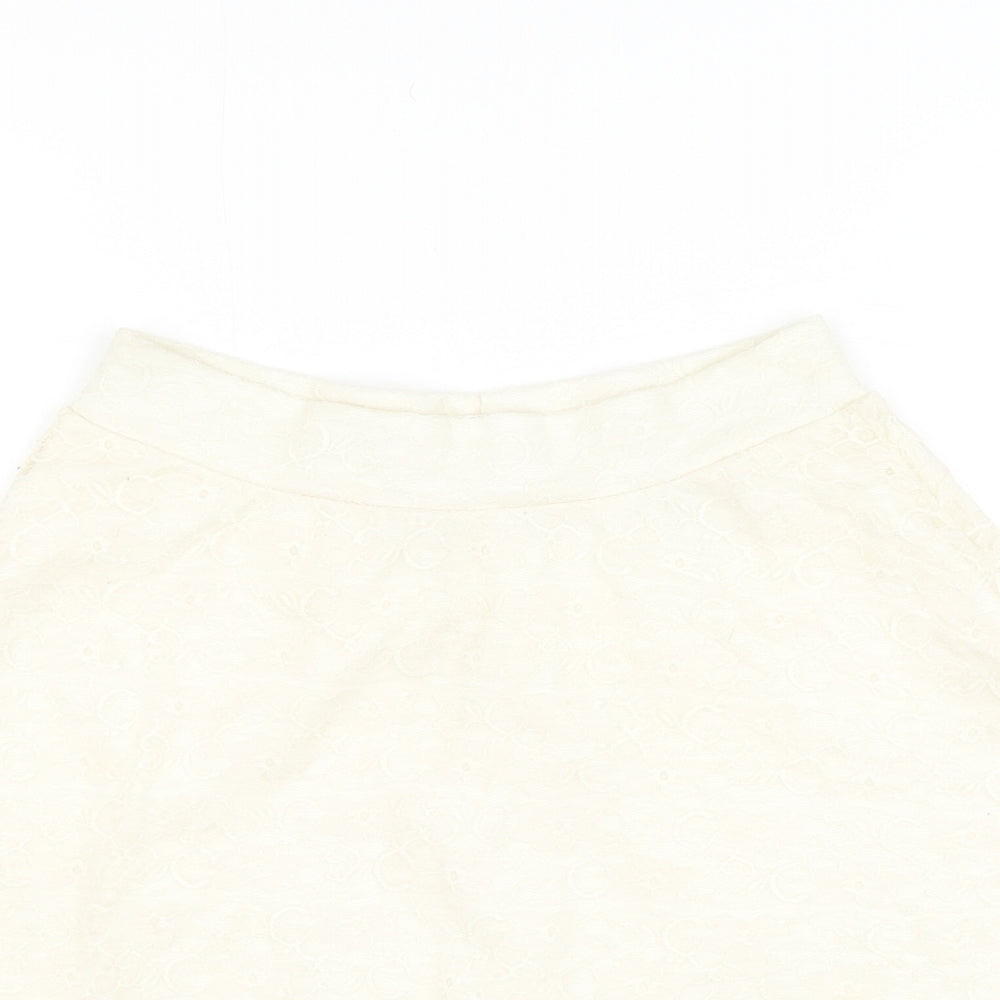 H&M Womens White Polyamide Skater Skirt Size XS