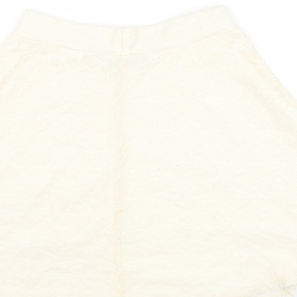 H&M Womens White Polyamide Skater Skirt Size XS