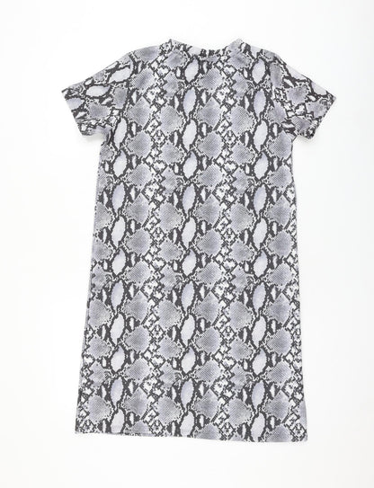 Primark Womens Grey Animal Print Polyester Shift Size 8 Round Neck Pullover
