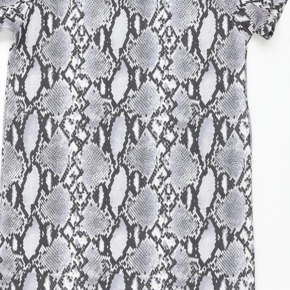 Primark Womens Grey Animal Print Polyester Shift Size 8 Round Neck Pullover