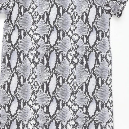 Primark Womens Grey Animal Print Polyester Shift Size 8 Round Neck Pullover