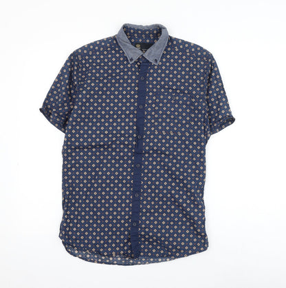 Mens UK Size S NEXT Blue  Button-Up Short Sleeve Casual Shirt