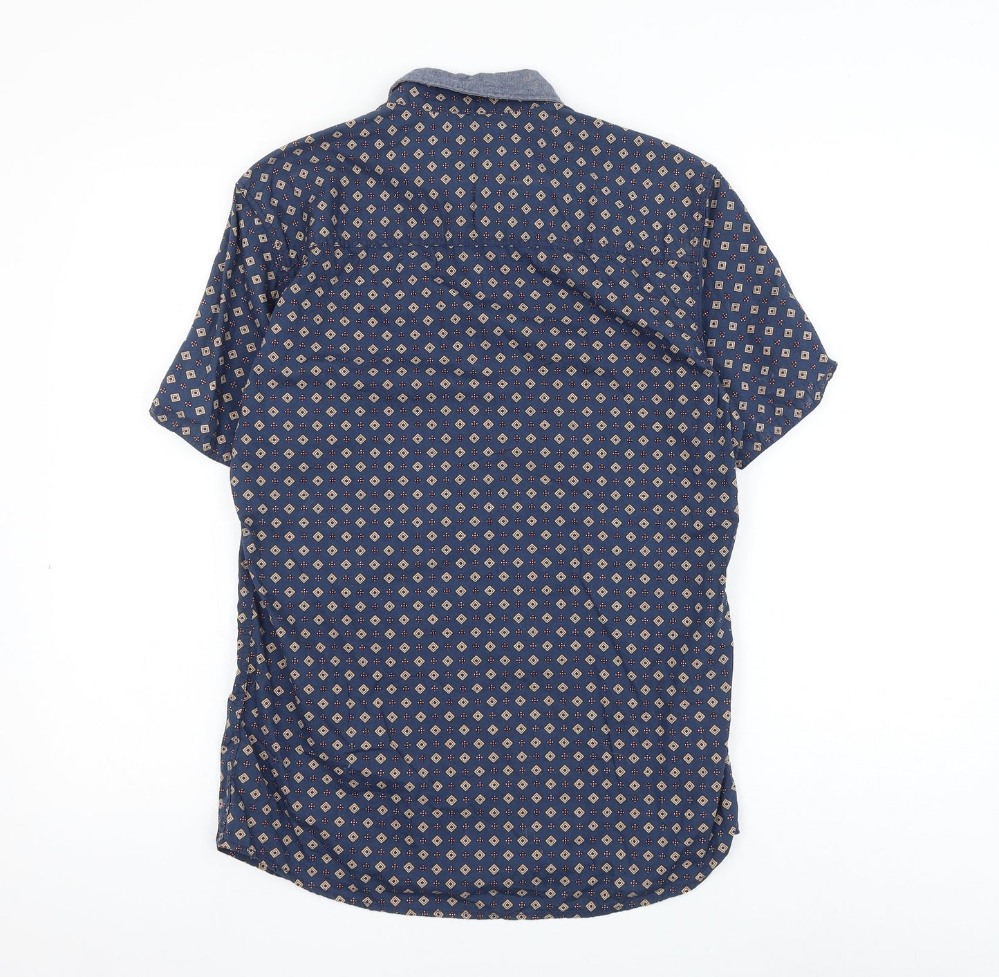 Mens UK Size S NEXT Blue  Button-Up Short Sleeve Casual Shirt