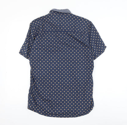 Mens UK Size S NEXT Blue  Button-Up Short Sleeve Casual Shirt