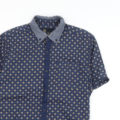 Mens UK Size S NEXT Blue  Button-Up Short Sleeve Casual Shirt