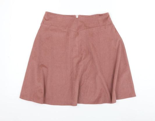 SheIn Womens Pink Polyester Skater Skirt Size M Zip