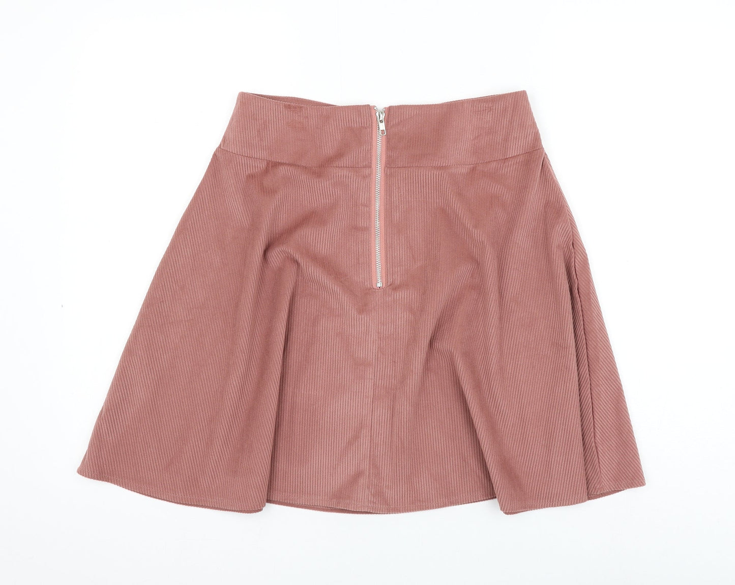 SheIn Womens Pink Polyester Skater Skirt Size M Zip