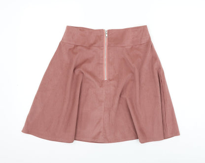 SheIn Womens Pink Polyester Skater Skirt Size M Zip