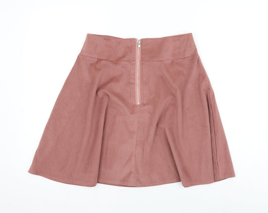 SheIn Womens Pink Polyester Skater Skirt Size M Zip