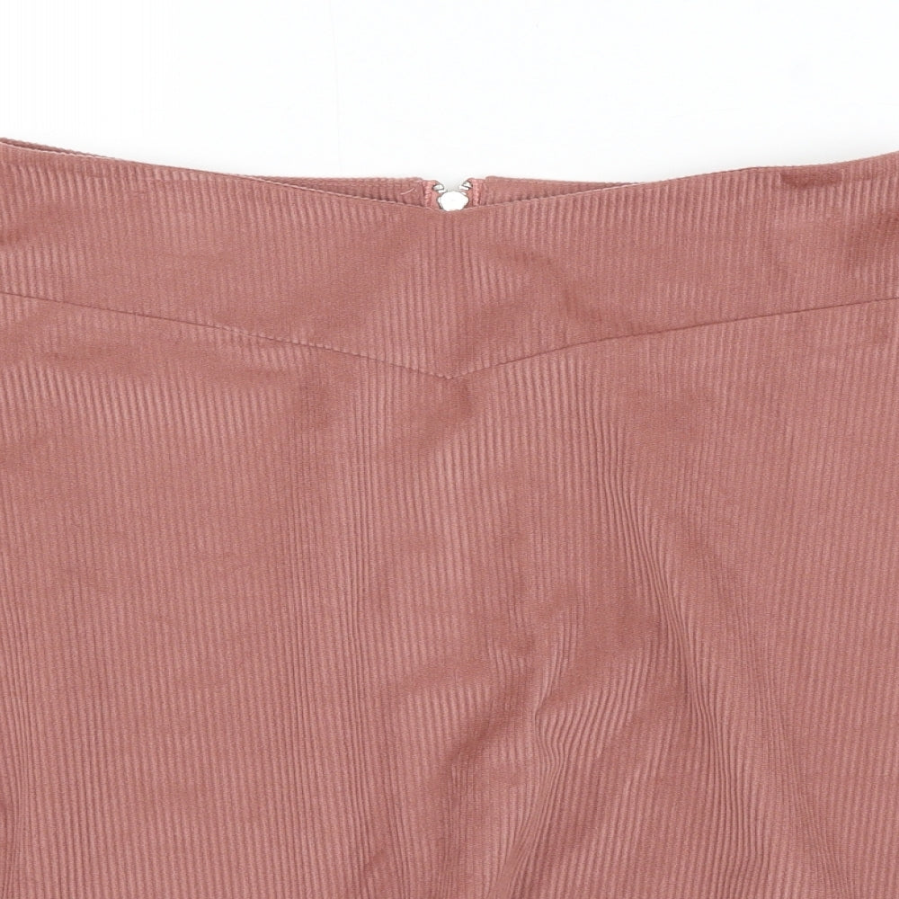 SheIn Womens Pink Polyester Skater Skirt Size M Zip