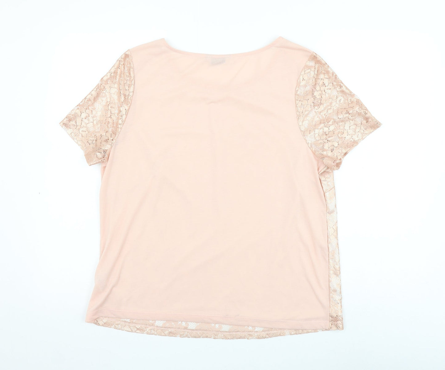 George Womens Pink Floral Polyester Basic Blouse Size 16 Round Neck