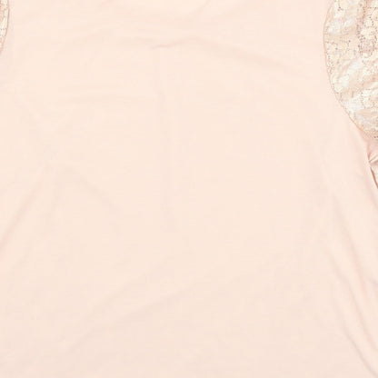 George Womens Pink Floral Polyester Basic Blouse Size 16 Round Neck