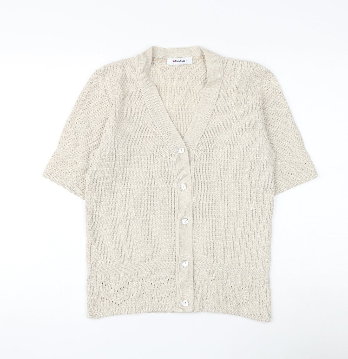Damart Womens Beige V-Neck Cotton Cardigan Jumper Size 8