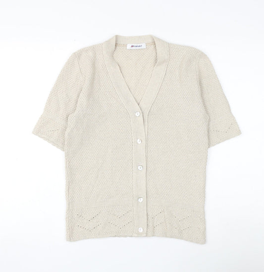 Damart Womens Beige V-Neck Cotton Cardigan Jumper Size 8