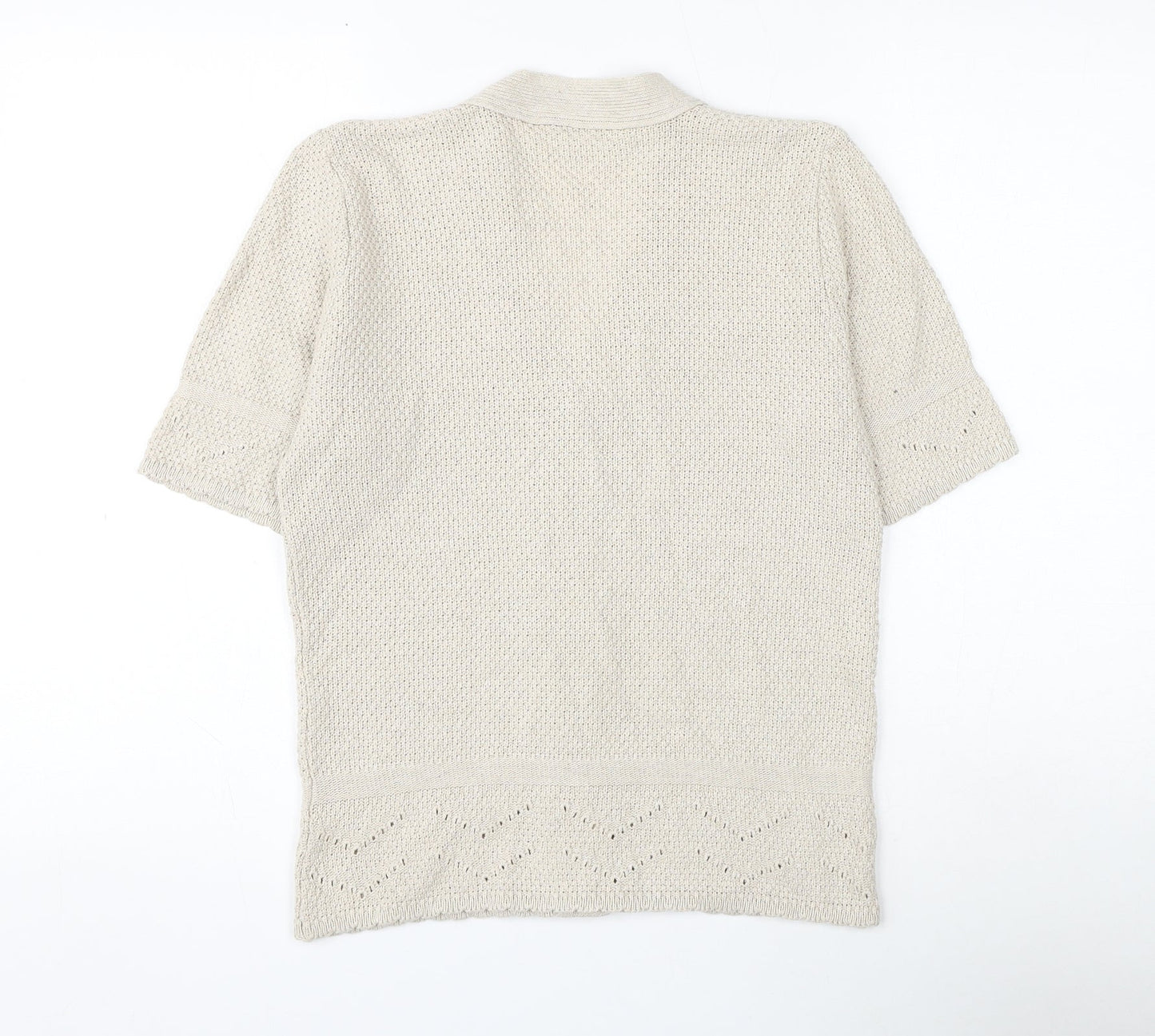 Damart Womens Beige V-Neck Cotton Cardigan Jumper Size 8