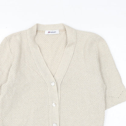 Damart Womens Beige V-Neck Cotton Cardigan Jumper Size 8