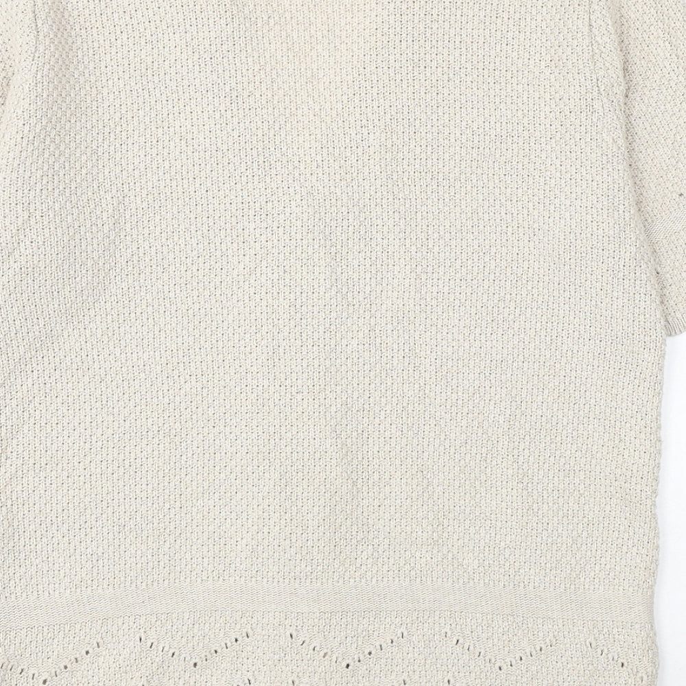 Damart Womens Beige V-Neck Cotton Cardigan Jumper Size 8