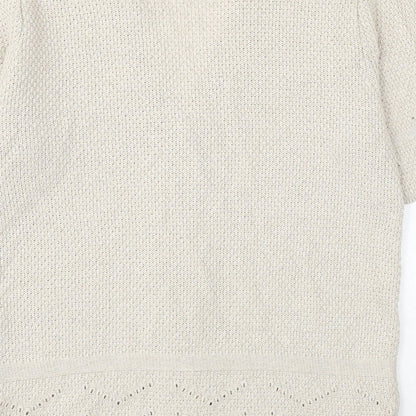 Damart Womens Beige V-Neck Cotton Cardigan Jumper Size 8