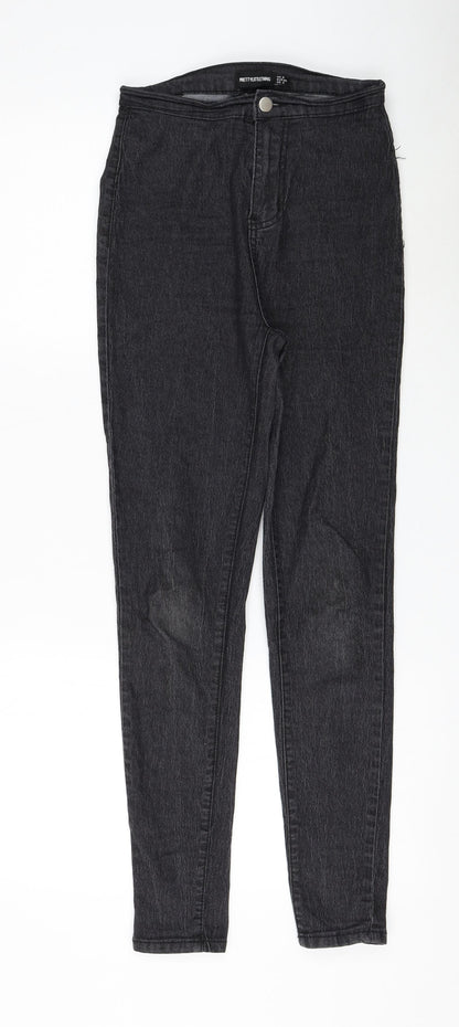 PRETTYLITTLETHING Womens Black Cotton Skinny Jeans Size 6 L27 in Regular Zip