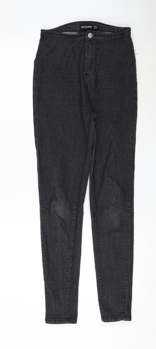 PRETTYLITTLETHING Womens Black Cotton Skinny Jeans Size 6 L27 in Regular Zip