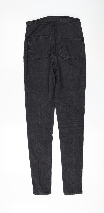 PRETTYLITTLETHING Womens Black Cotton Skinny Jeans Size 6 L27 in Regular Zip