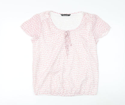 Bonmarché Womens Pink Animal Print Polyester Basic Blouse Size 12 Scoop Neck - Leopard Print
