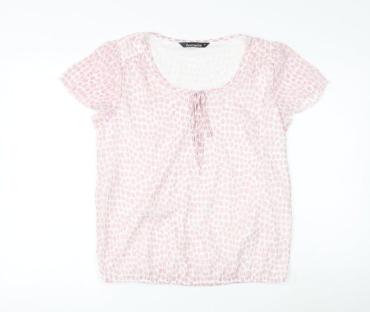 Bonmarché Womens Pink Animal Print Polyester Basic Blouse Size 12 Scoop Neck - Leopard Print