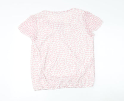 Bonmarché Womens Pink Animal Print Polyester Basic Blouse Size 12 Scoop Neck - Leopard Print