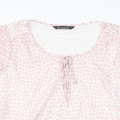 Bonmarché Womens Pink Animal Print Polyester Basic Blouse Size 12 Scoop Neck - Leopard Print