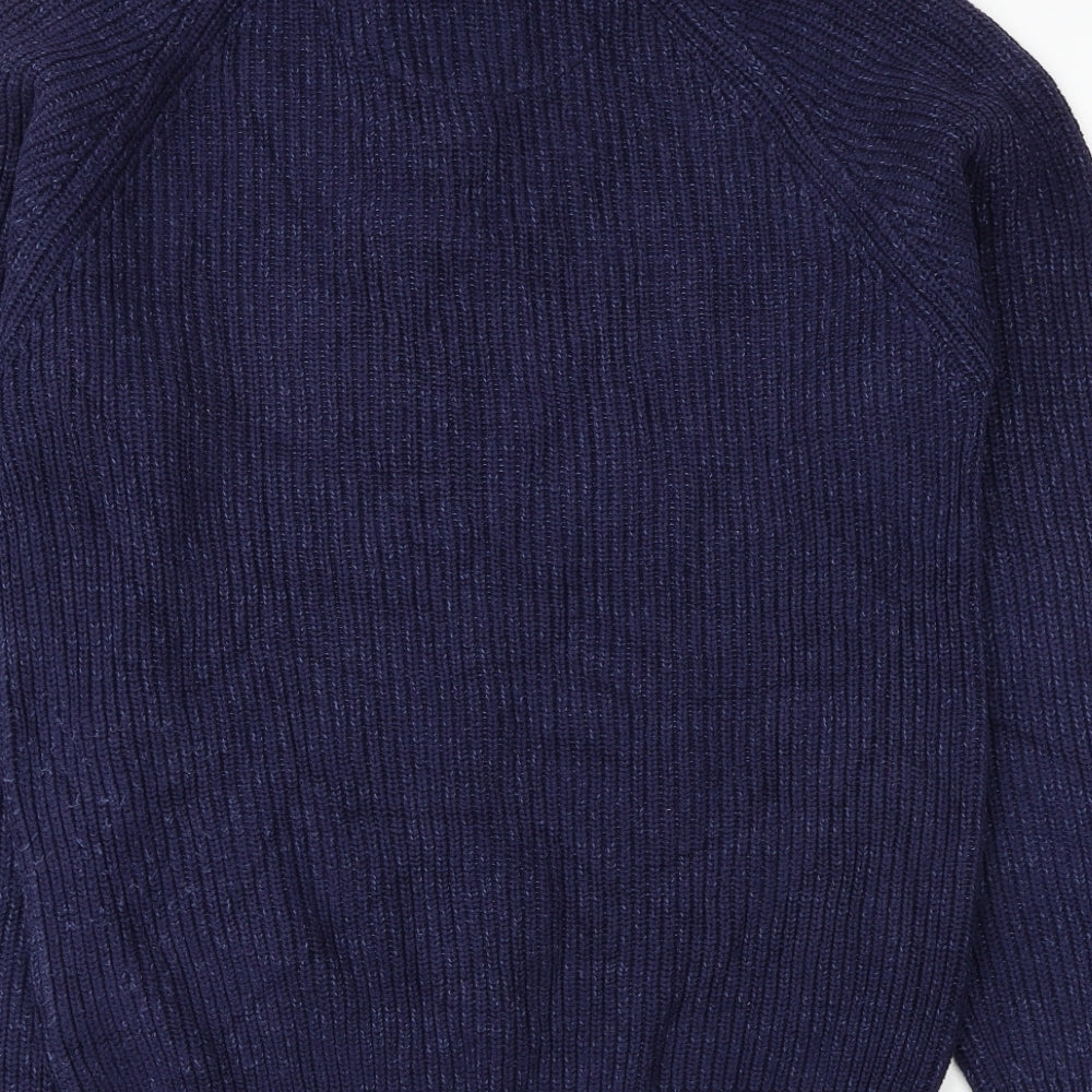 BHS Mens Blue High Neck Cotton Pullover Jumper Size M