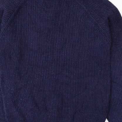BHS Mens Blue High Neck Cotton Pullover Jumper Size M