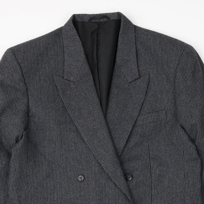 Marlowe Mens Grey Striped Polyester Jacket Suit Jacket Size 38
