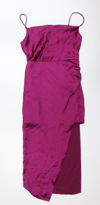 Zara Womens Purple Polyester Bodycon Size S Square Neck Zip