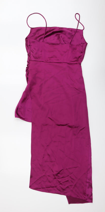 Zara Womens Purple Polyester Bodycon Size S Square Neck Zip