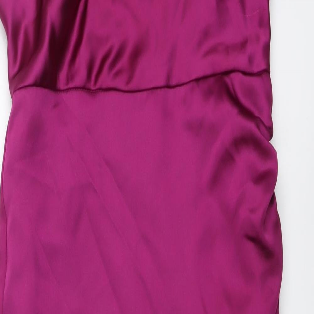 Zara Womens Purple Polyester Bodycon Size S Square Neck Zip