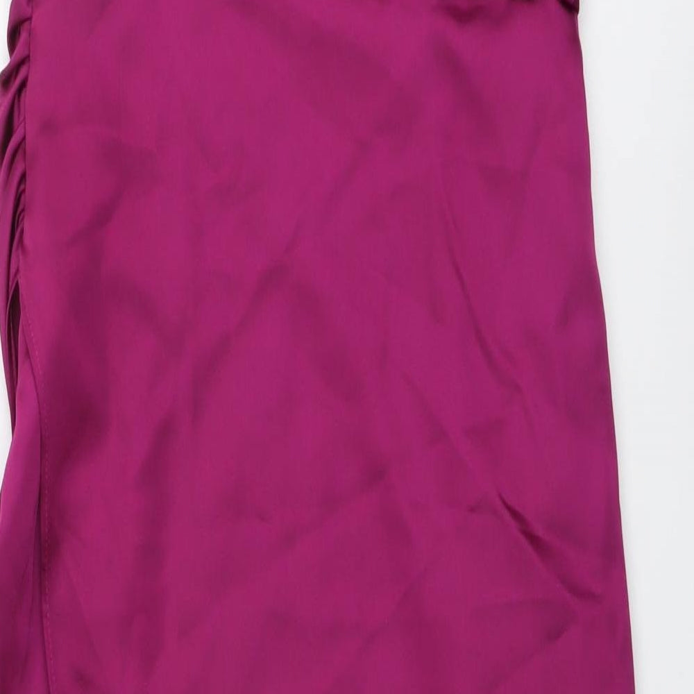 Zara Womens Purple Polyester Bodycon Size S Square Neck Zip