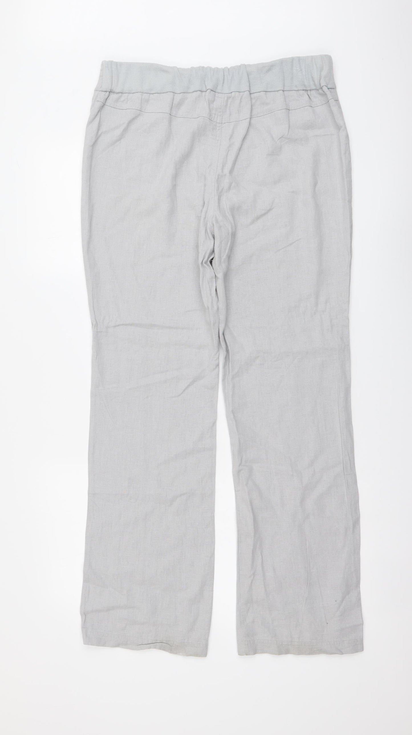 FunMum Womens Grey Linen Trousers Size M L29 in Regular Button