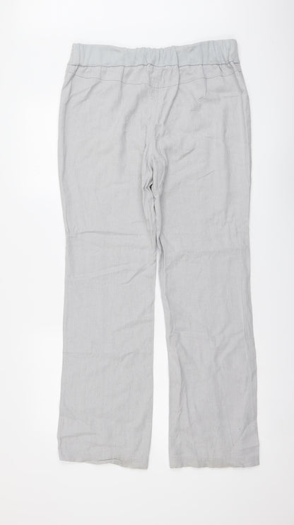 FunMum Womens Grey Linen Trousers Size M L29 in Regular Button