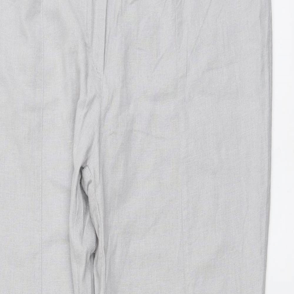 FunMum Womens Grey Linen Trousers Size M L29 in Regular Button