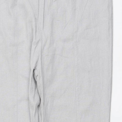 FunMum Womens Grey Linen Trousers Size M L29 in Regular Button