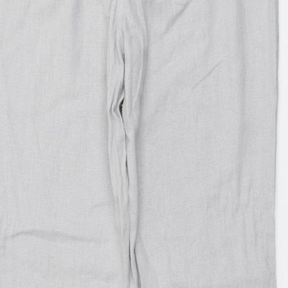 FunMum Womens Grey Linen Trousers Size M L29 in Regular Button