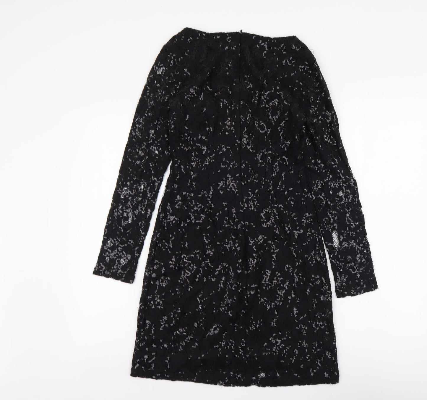 Dorothy Perkins Womens Black Polyester A-Line Size 6 V-Neck Zip