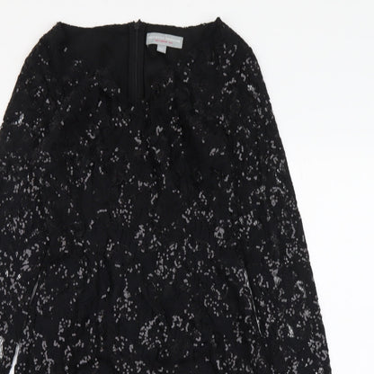 Dorothy Perkins Womens Black Polyester A-Line Size 6 V-Neck Zip