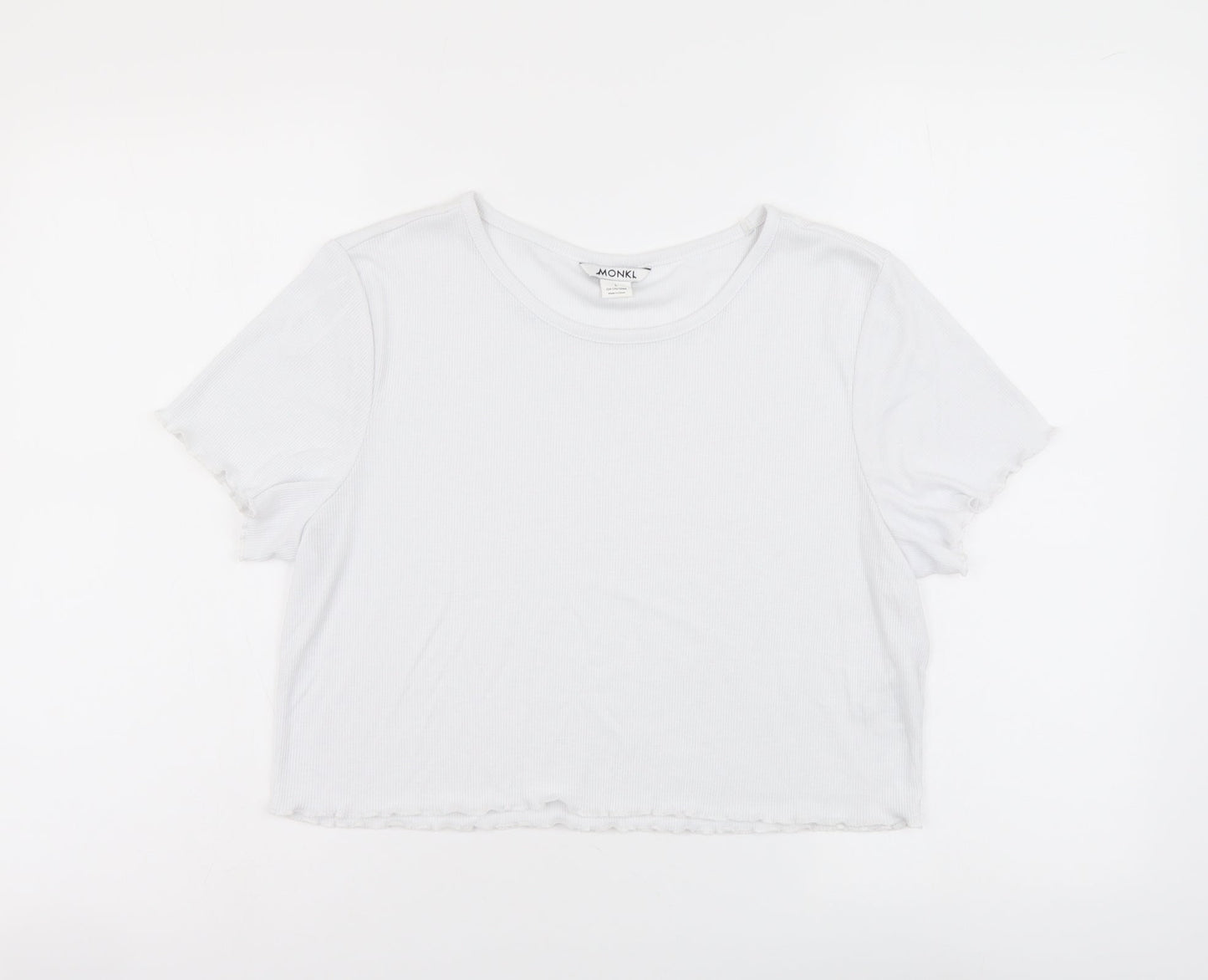 Womens UK Size L Monki White Cropped T-Shirt