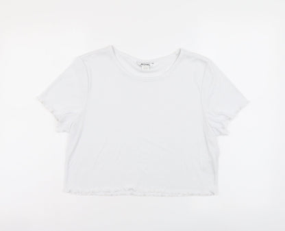 Womens UK Size L Monki White Cropped T-Shirt