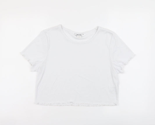 Womens UK Size L Monki White Cropped T-Shirt