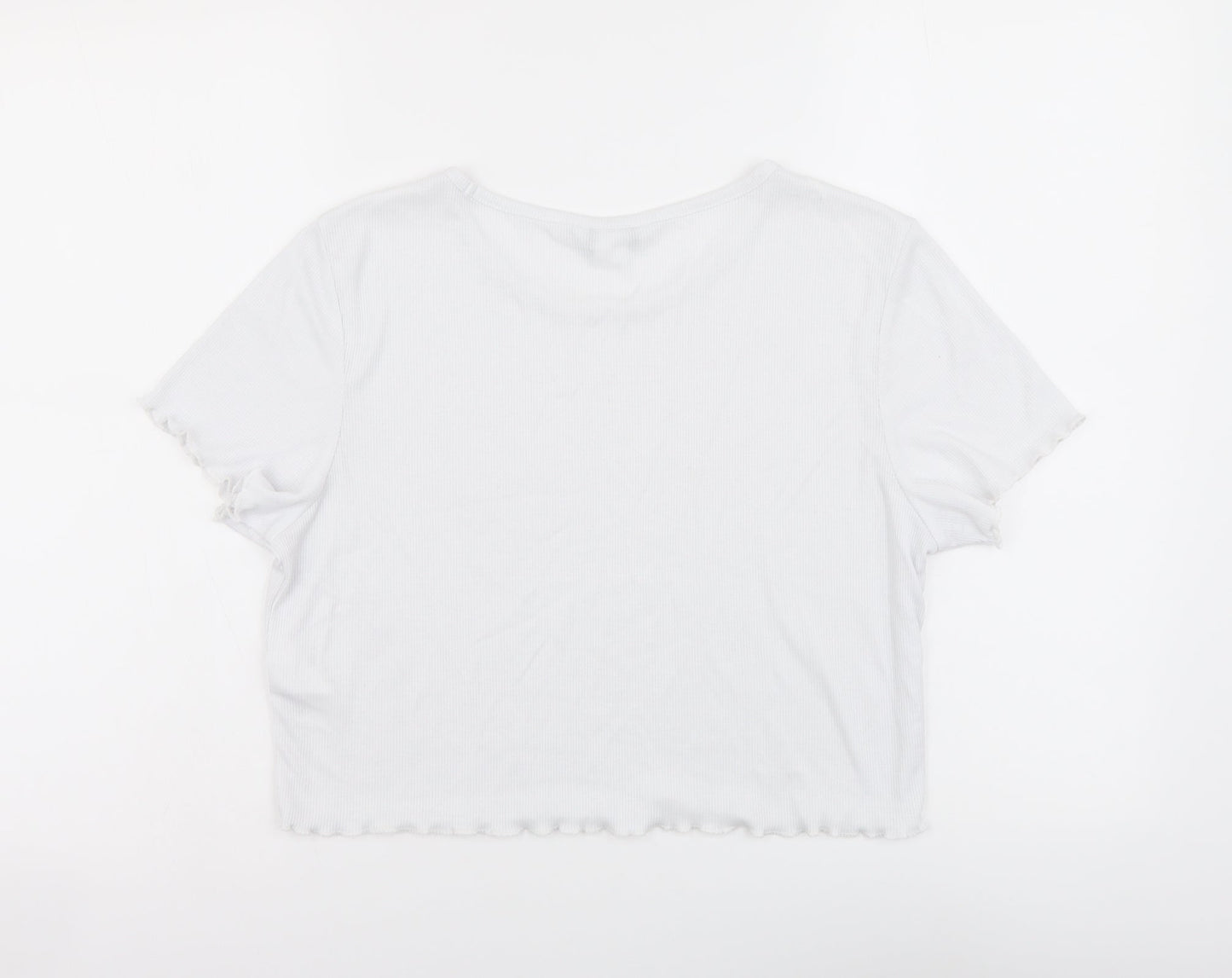 Womens UK Size L Monki White Cropped T-Shirt